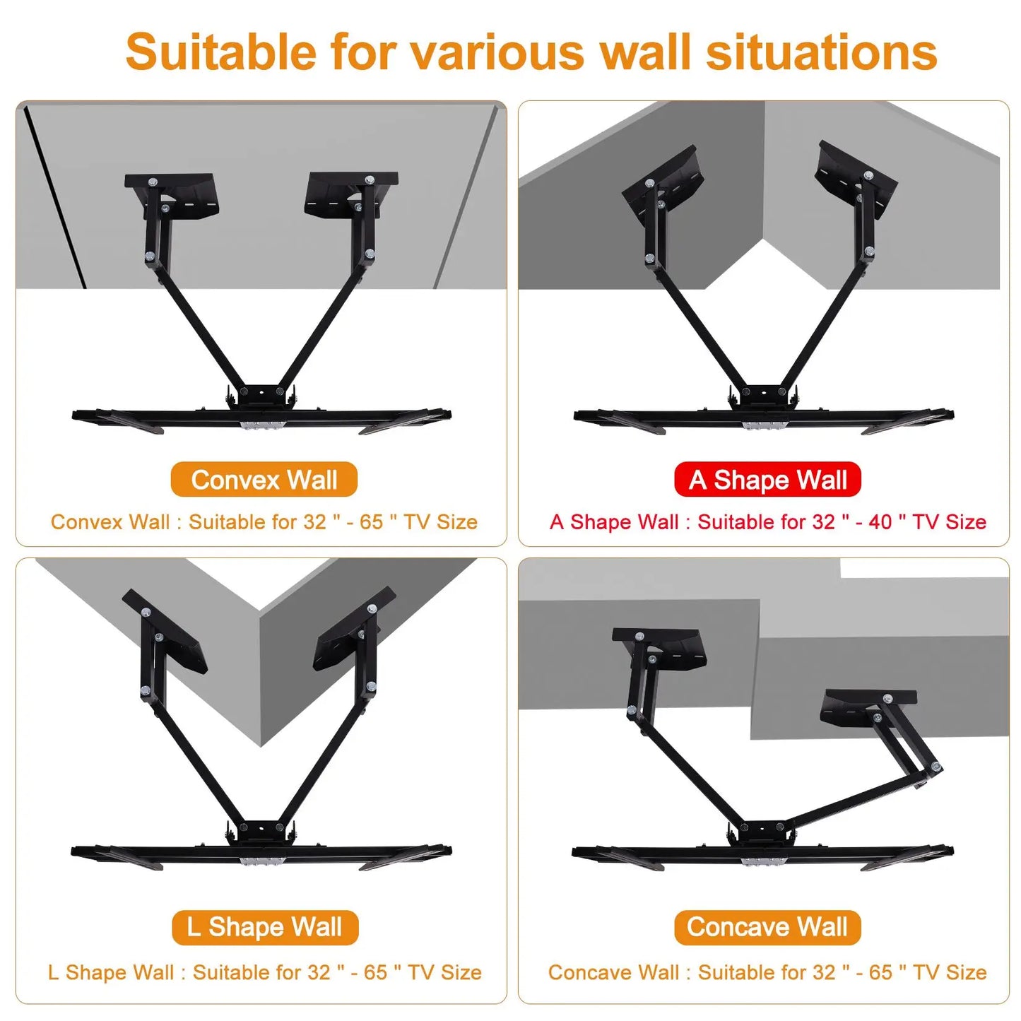 Unho Full Motion TV Wall Mount Bracket Tilt Swivel Corner