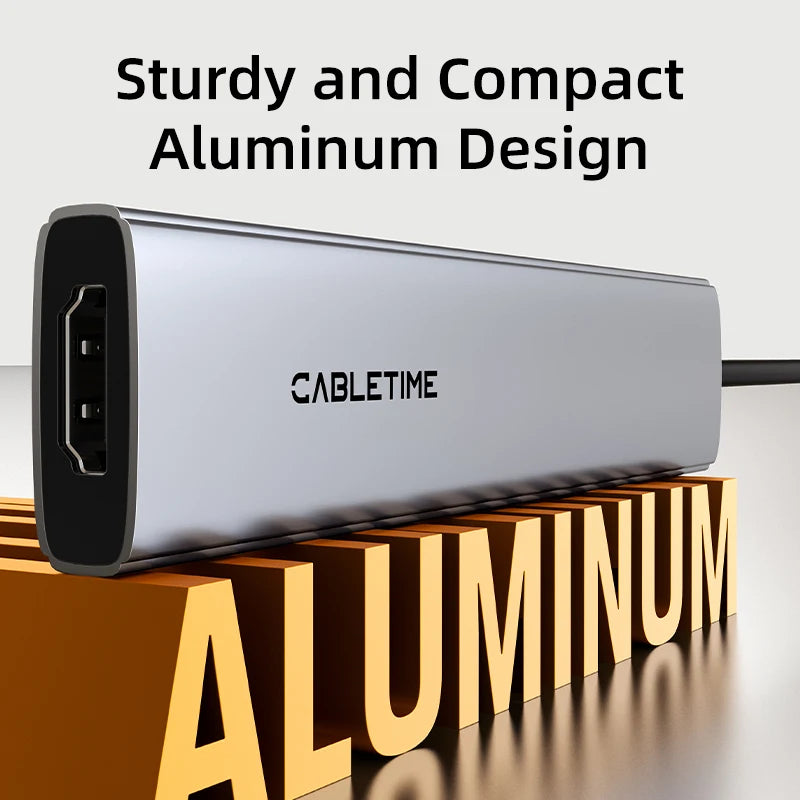 CABLETIME Multiport USB C Hub 4K HDMI 100W Power Dock