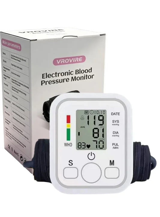 Automatic Upper Arm Blood Pressure Monitor Heart Rate LCD Display