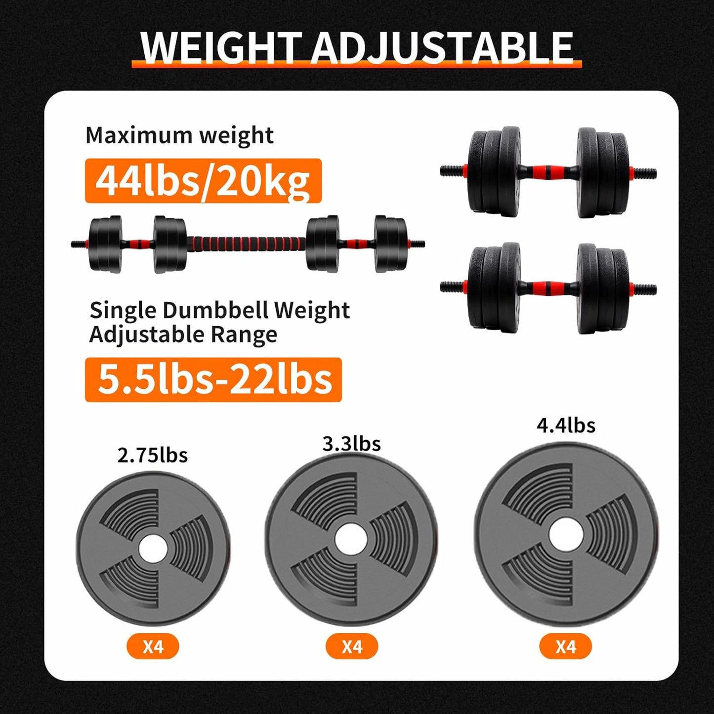 Adjustable Dumbbell Barbell Set For Home Gym Fitness Strength Training