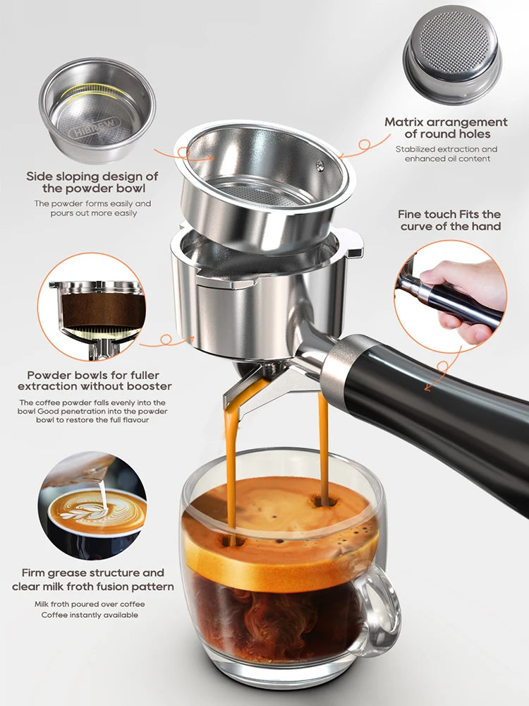 HiBREW 20Bar Semi Automatic Espresso Coffee Machine Adjustable Temperature