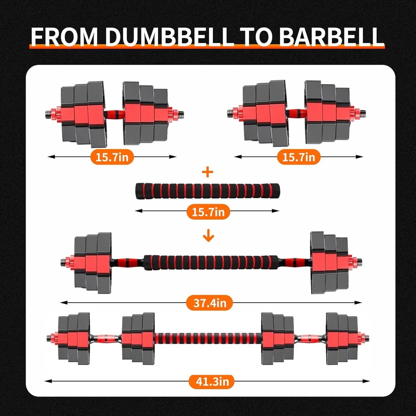 Adjustable Dumbbell To Barbell Fitness 44 Pound Set