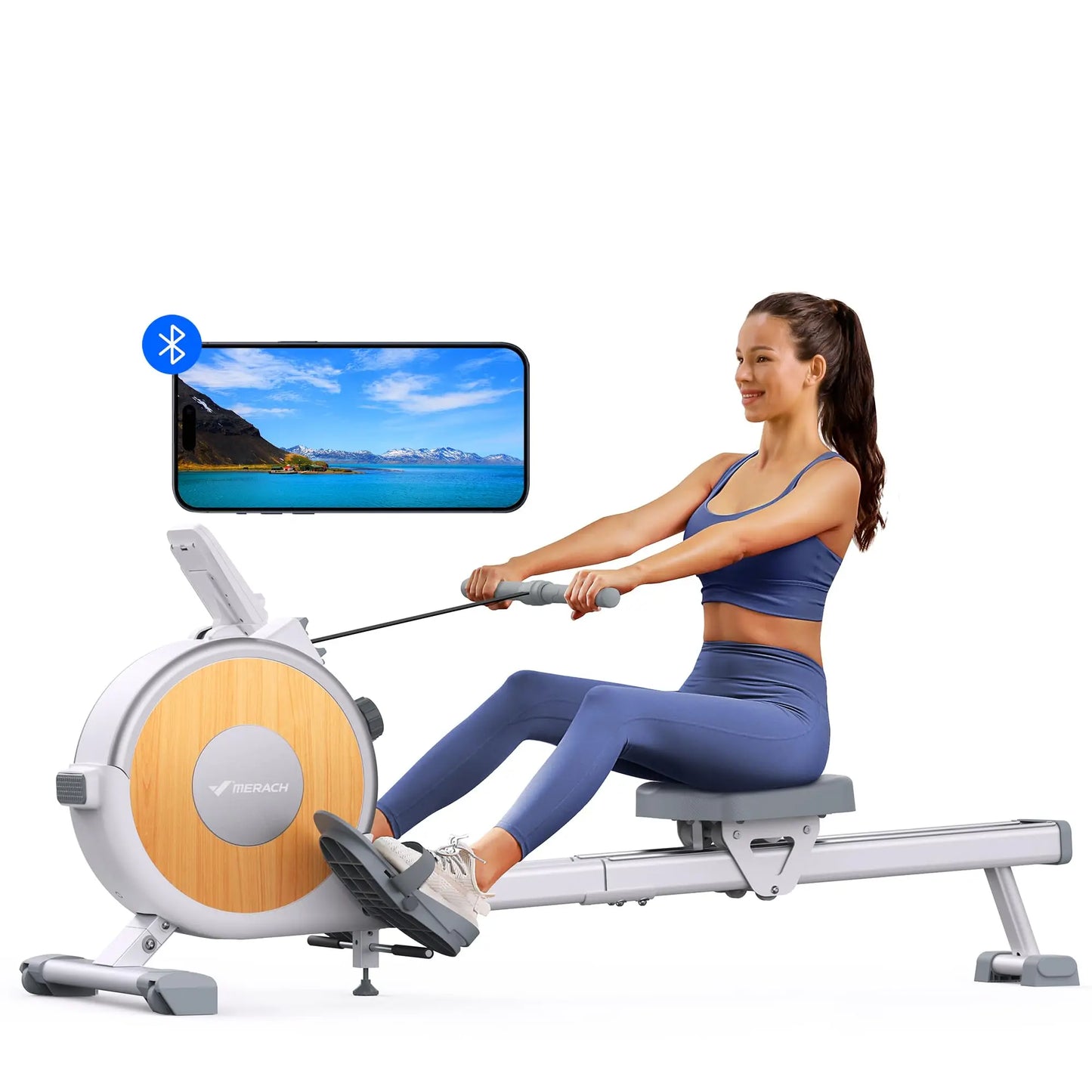 Merach Magnetic Rowing Machine With Bluetooth And Dual Rail