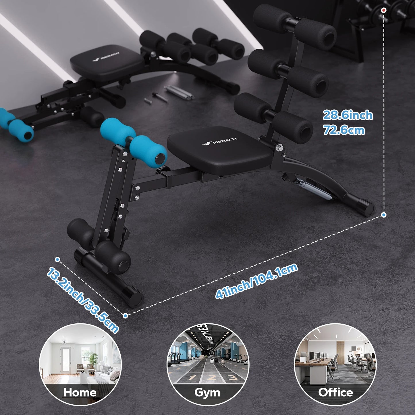 Merach Adjustable Ab Trainer Multi Functional Sit Up Bench Home