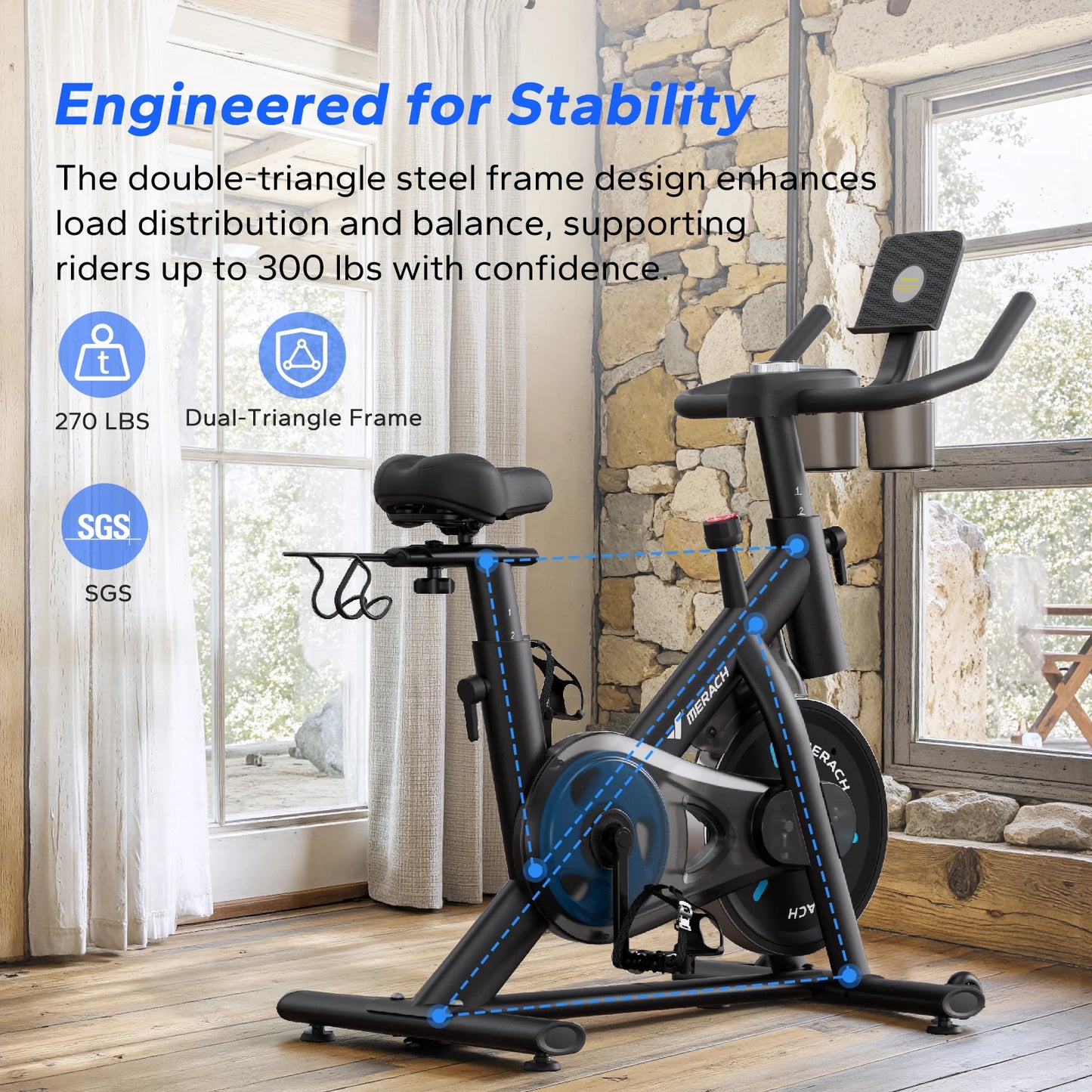 Mercach Magnetic Stationary Bike With Exclusive App