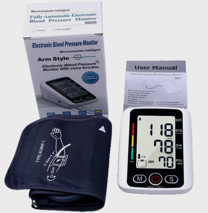 Automatic Upper Arm Blood Pressure Monitor Voice Broadcast Heart Rate