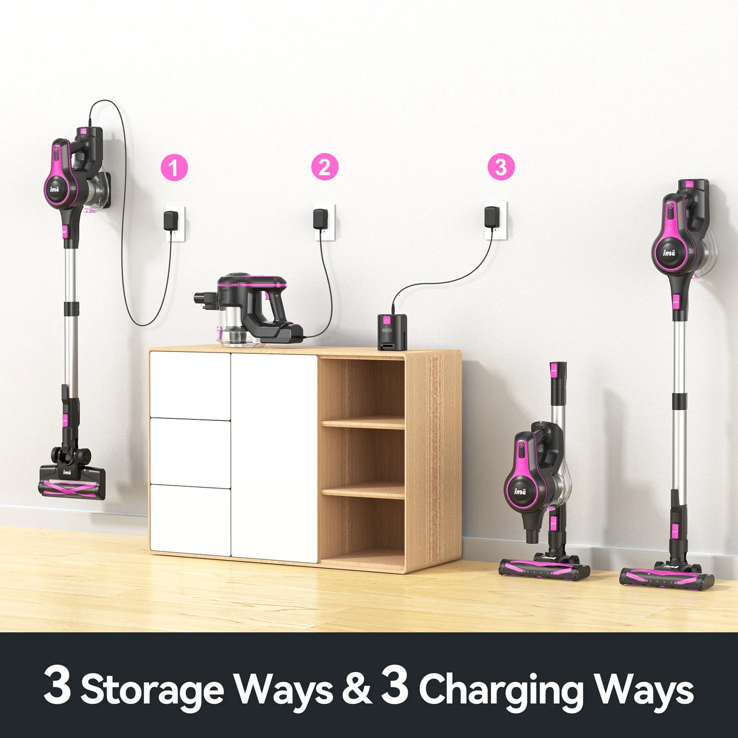 INSE Cordless Vacuum Cleaner Strong Suction Bagless Rechargeable Home Cleaning