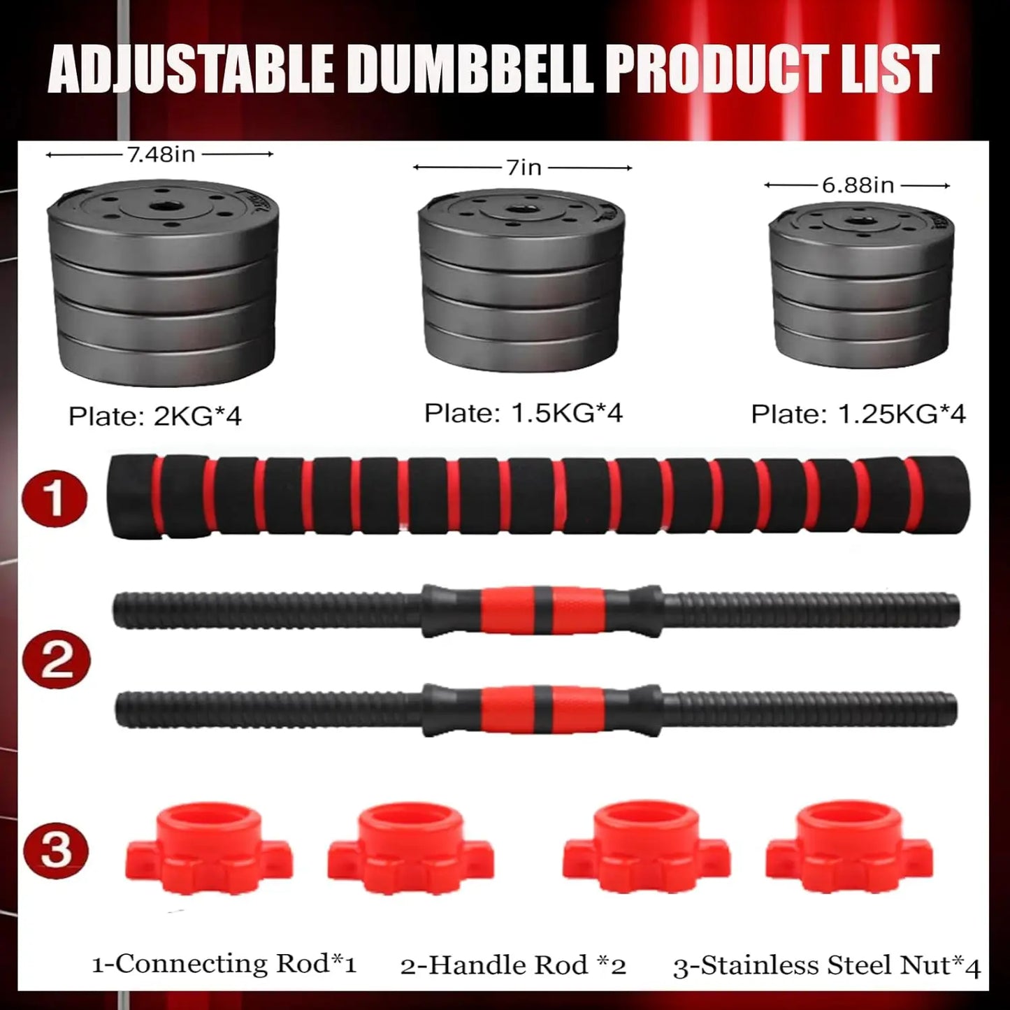 Adjustable Dumbbell Set for Home Fitness Weight Training 3 In 1