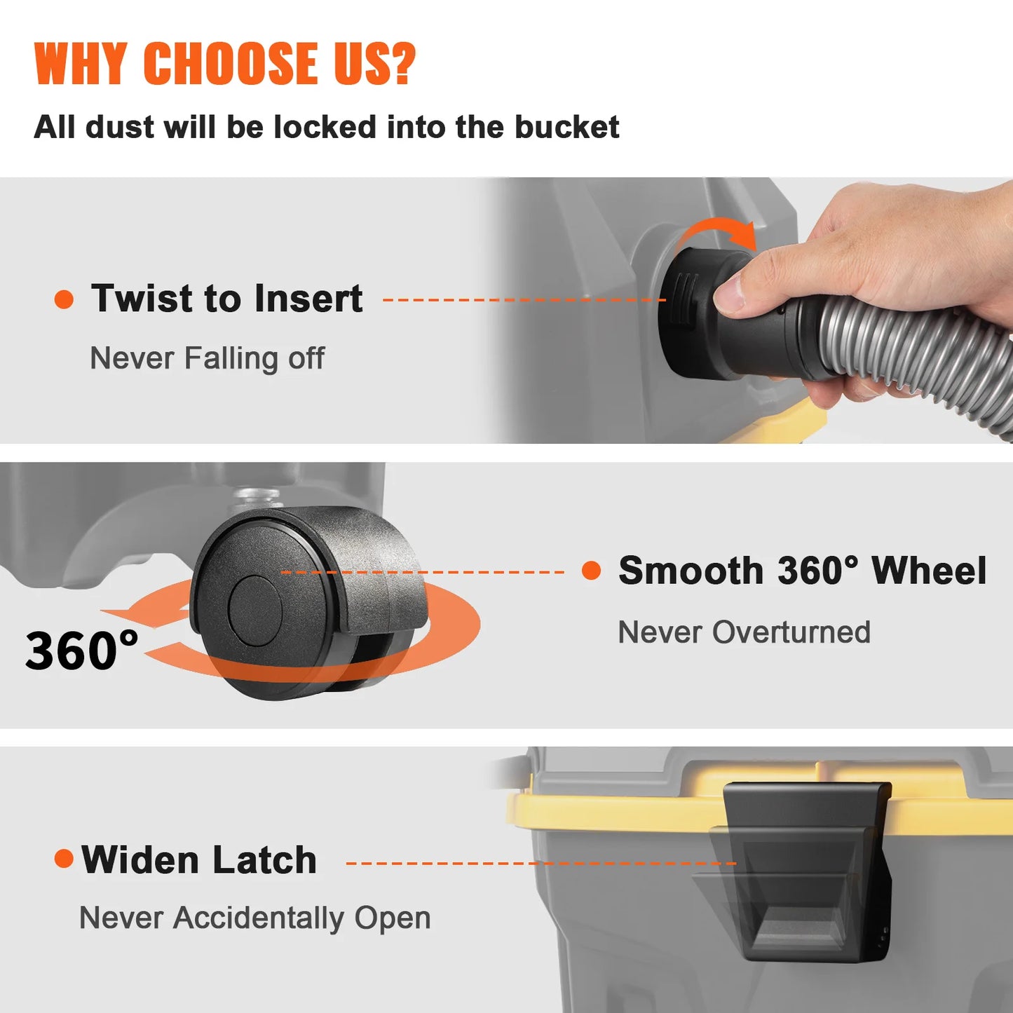 SucceBuy Portable Wet Dry Vacuum Cleaner 1200W Strong Suction Blower