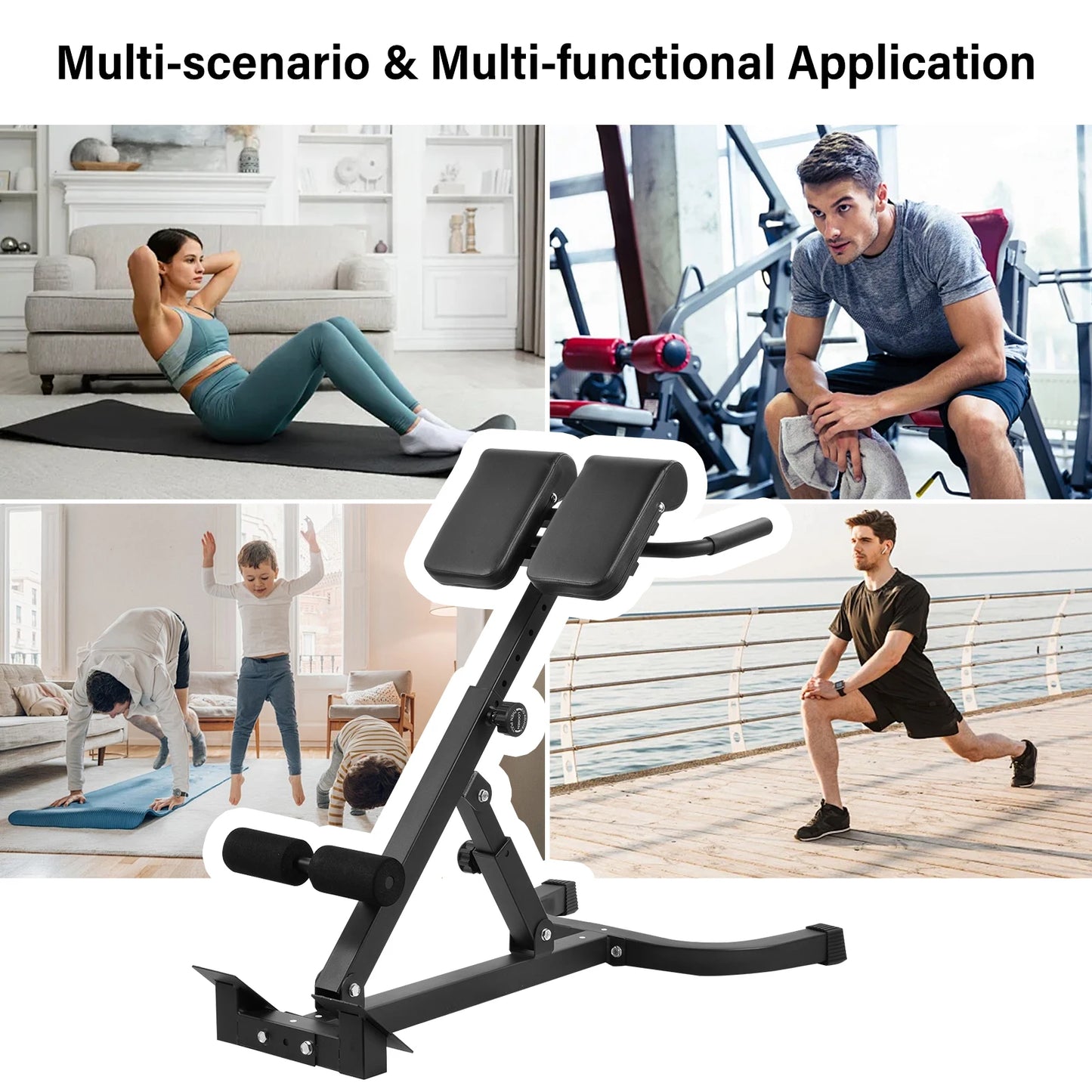 Adjustable Folding Hyperextension Bench For Home Gym Training