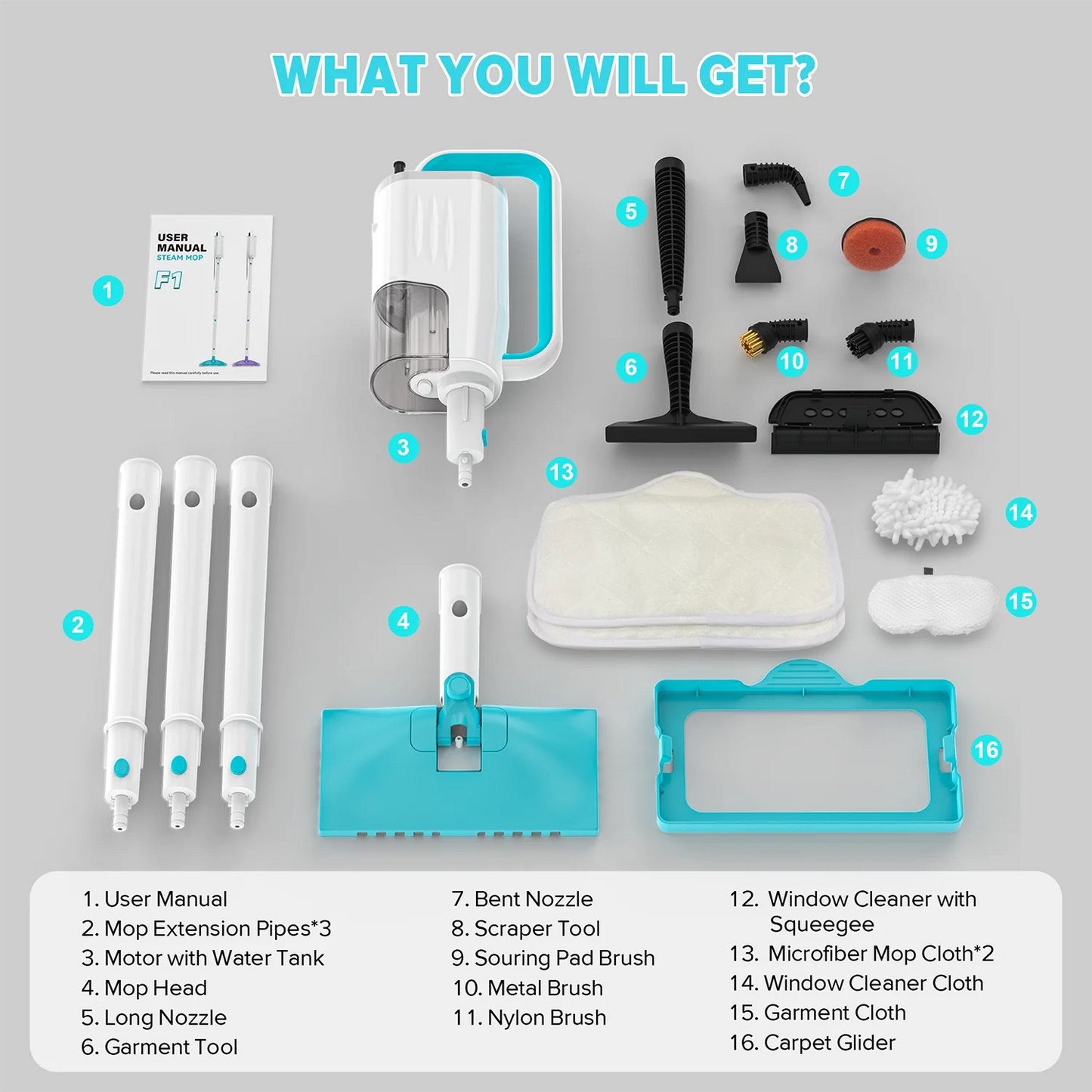 Yisora F1 Steam Mop With Rapid Heat And Detachable Handle