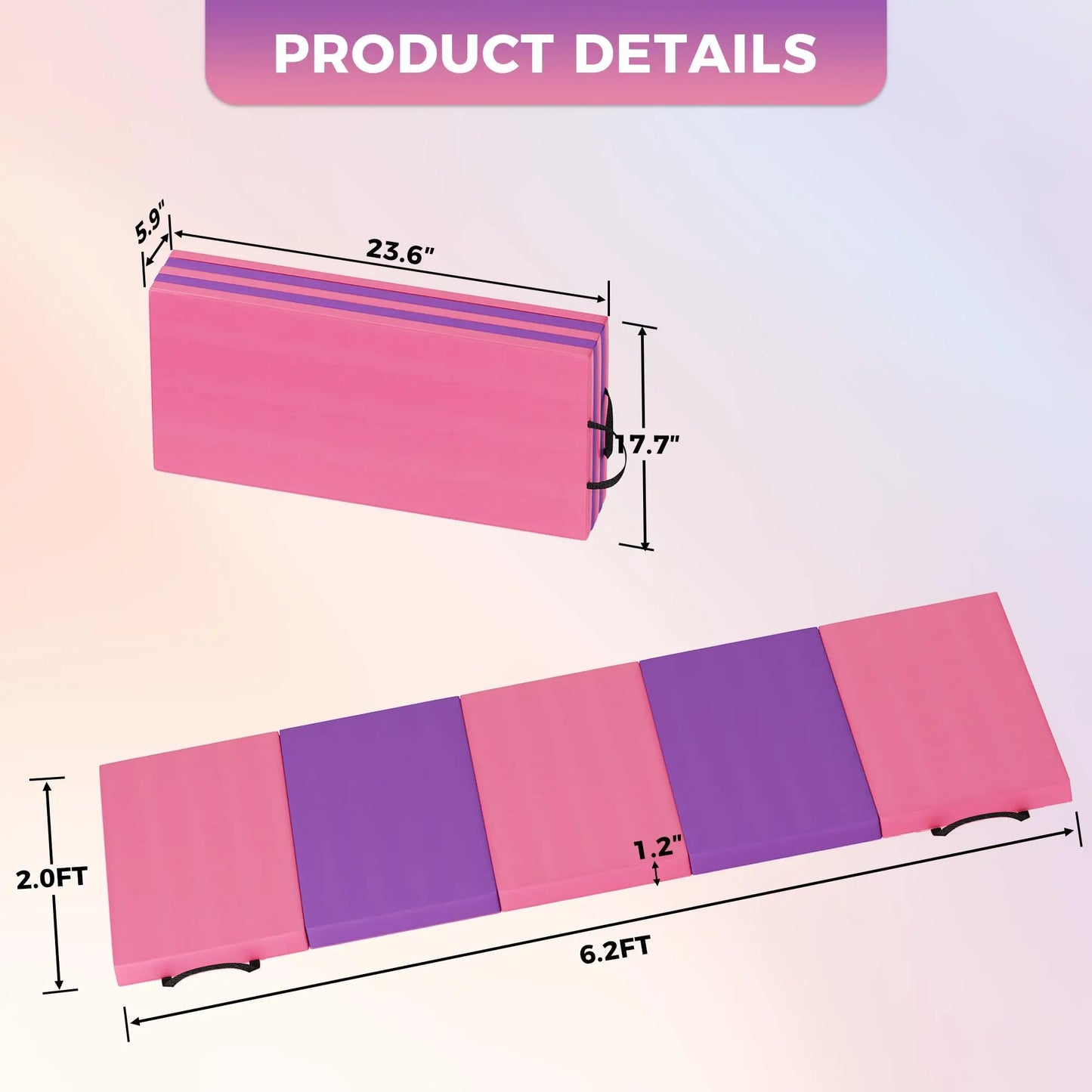 HiMISS Foldable Gymnastics Exercise Mat With Thick High Density Foam