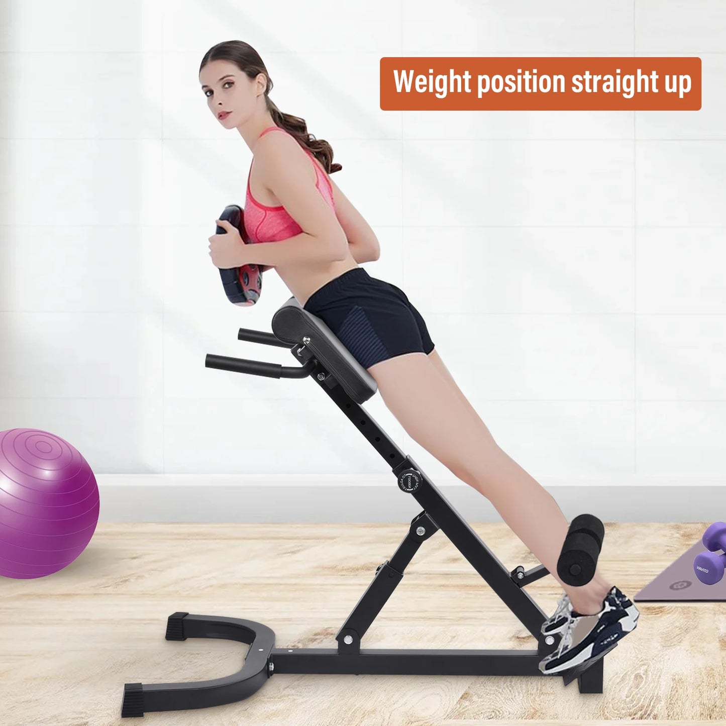Adjustable Folding Hyperextension Bench For Home Gym Training