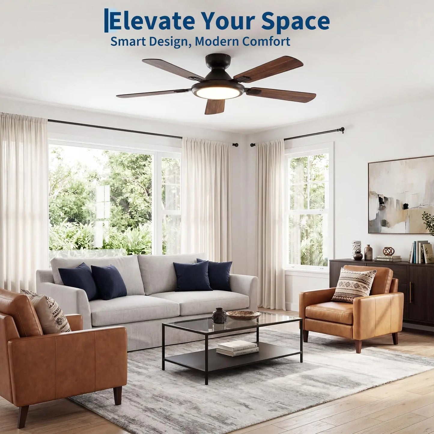 Adoolla Smart Ceiling Fan Alexa WiFi Lights Remote Quiet Motor