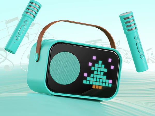 FanFun Mini Portable Bluetooth Karaoke Speaker With Two Wireless Microphones