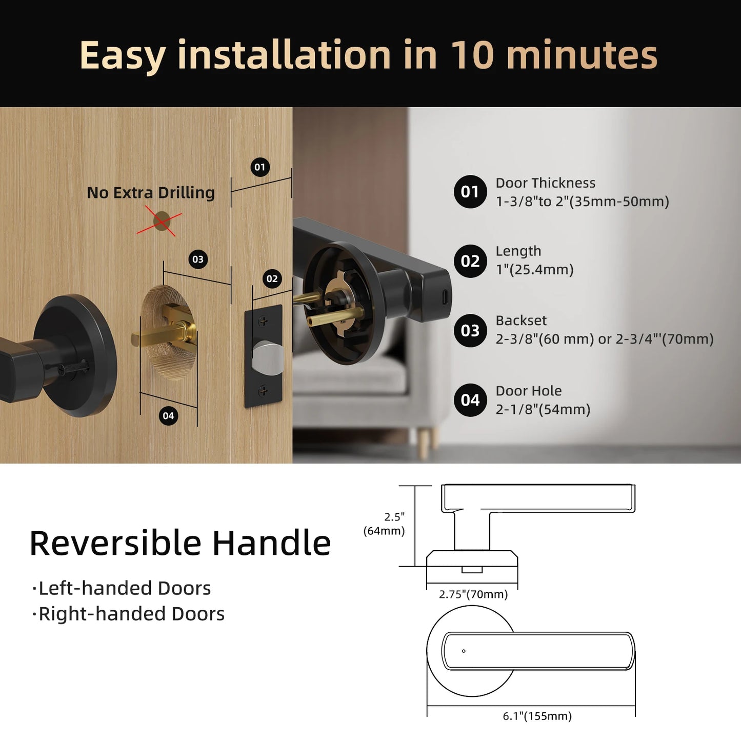 Viladepot Smart Door Lock Fingerprint Bluetooth App Control Electronic Keypad