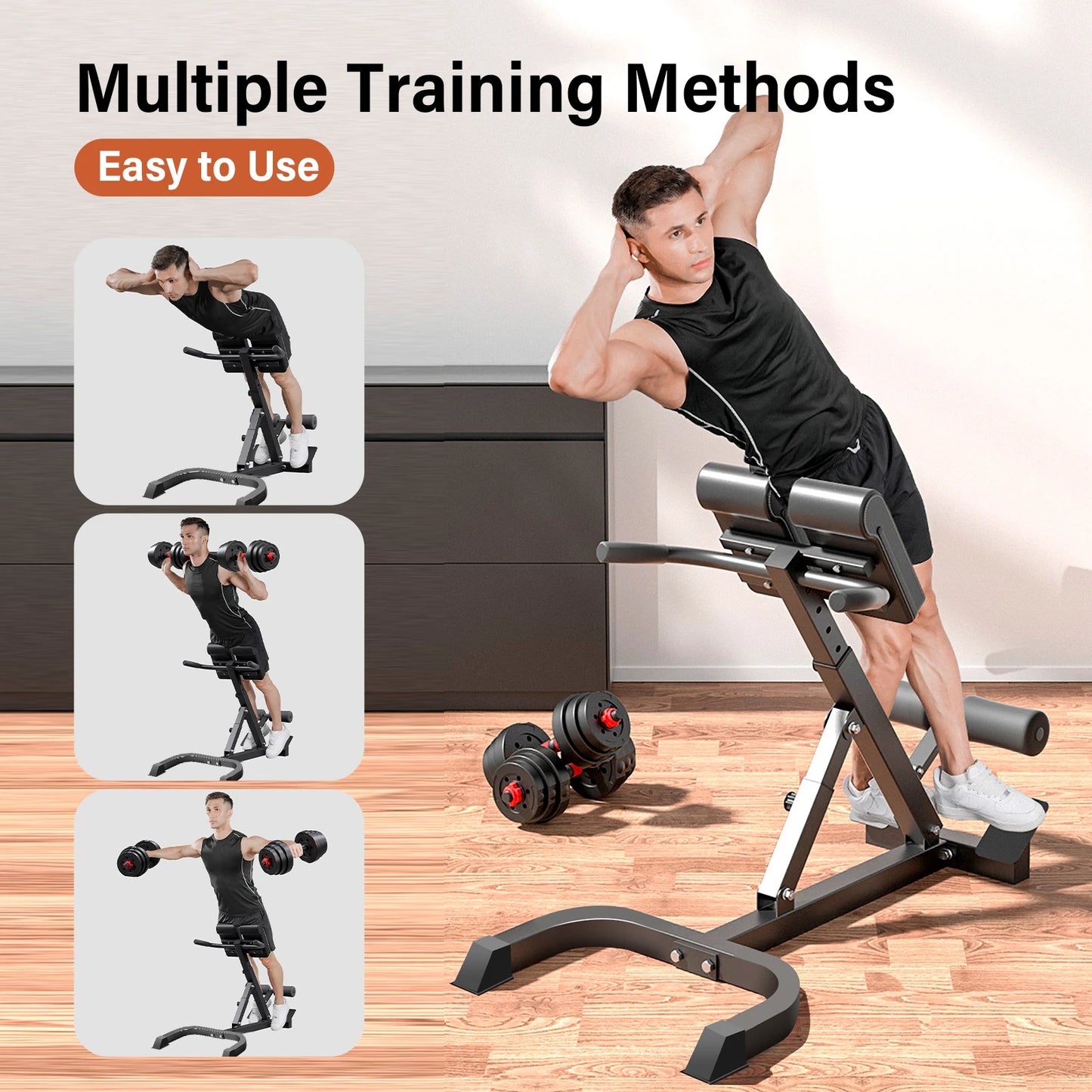 Adjustable Folding Hyperextension Bench For Home Gym Training