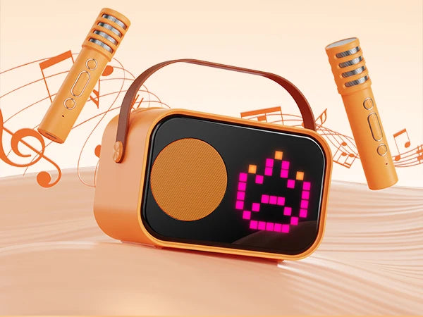 FanFun Mini Portable Bluetooth Karaoke Speaker With Two Wireless Microphones