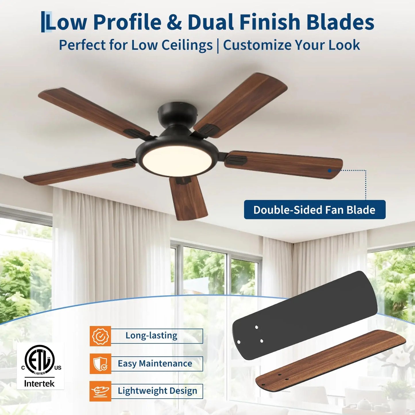 Adoolla Smart Ceiling Fan Alexa WiFi Lights Remote Quiet Motor