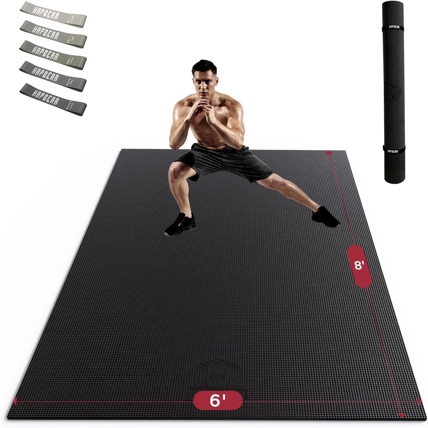 HAPBEAR Large Exercise Mat Non Slip Durable Thick Home Workout