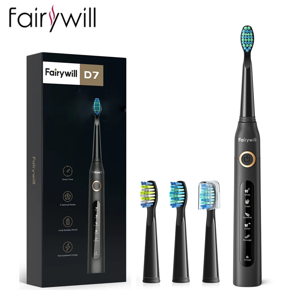Fairywill Electric Sonic Toothbrush Rechargeable Waterproof Adult Teeth Care