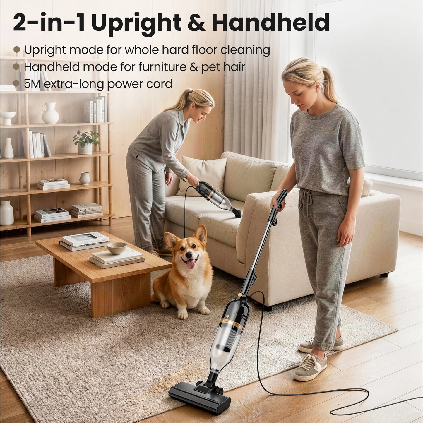 INSE Corded Stick Vacuum Cleaner Powerful Handheld For Hard Floors
