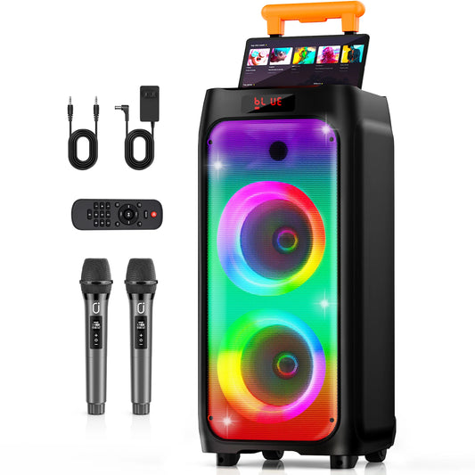 FanFun Portable Bluetooth Karaoke Machine With Two Wireless Microphones