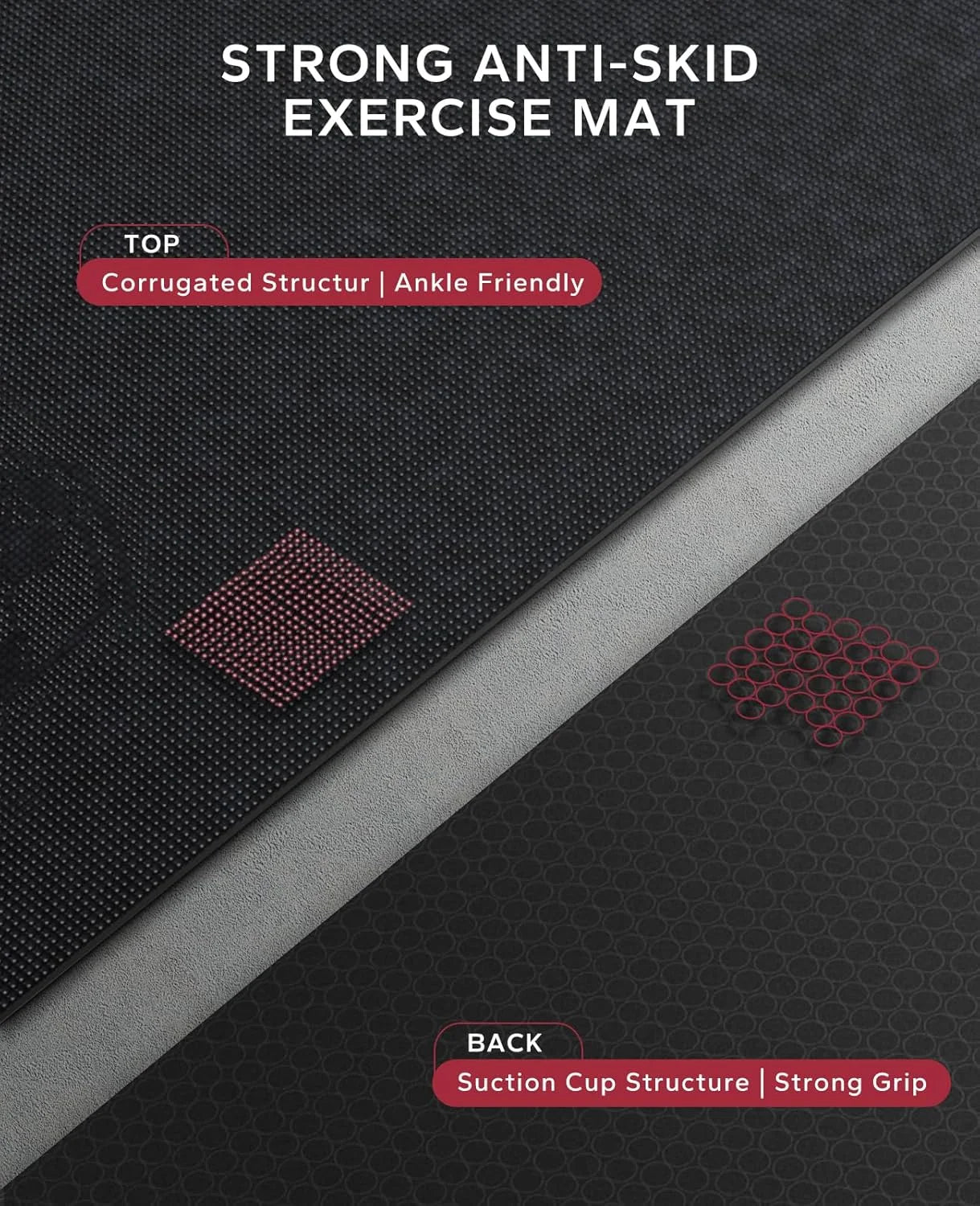 HAPBEAR Exercise Mat Non Slip Durable Thick Workout Yoga Gym