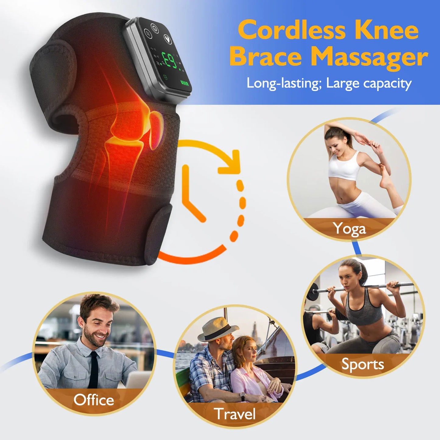Hailicare Cordless Thermal Knee Pad With Vibration Massager For Legs