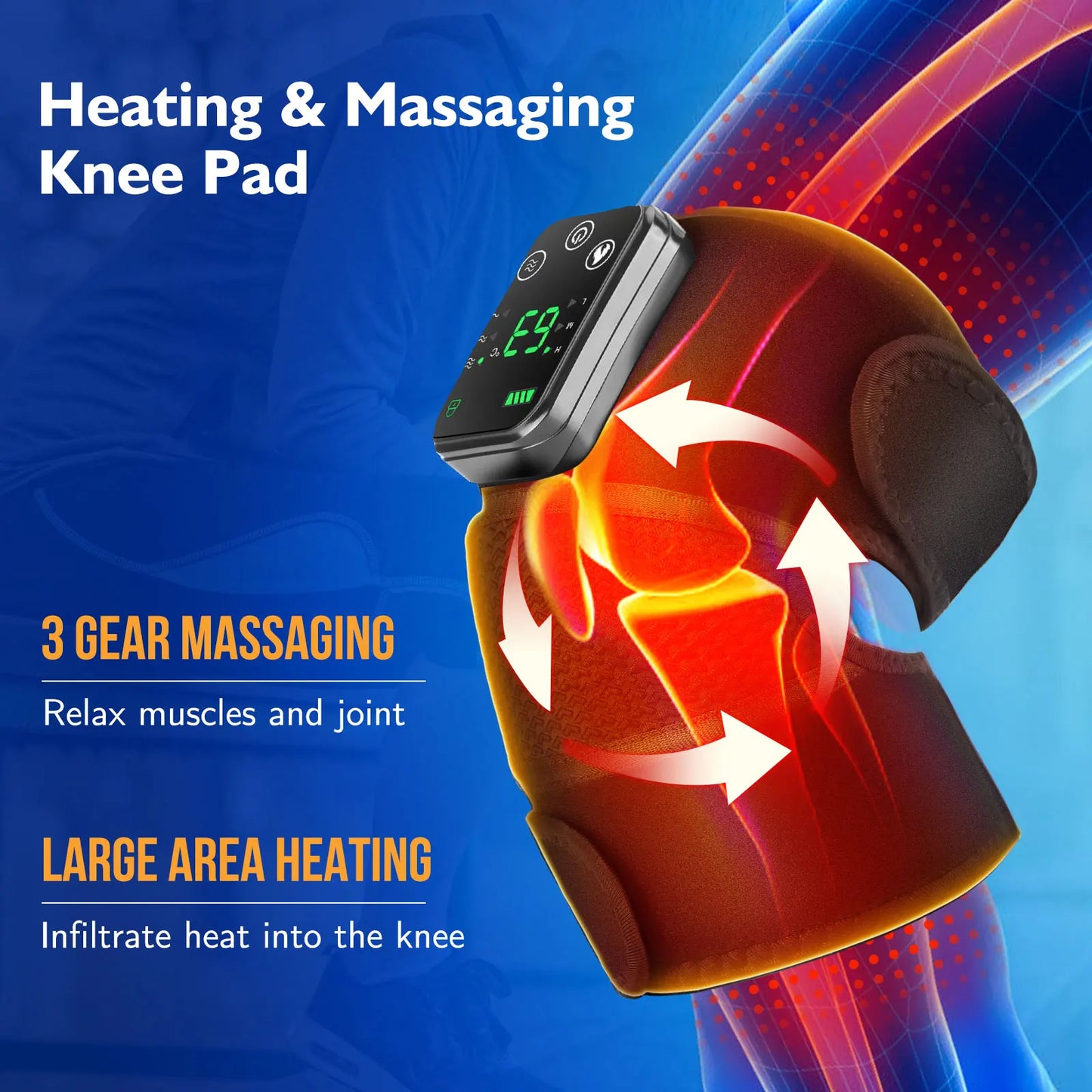 Hailicare Cordless Thermal Knee Pad With Vibration Massager For Legs