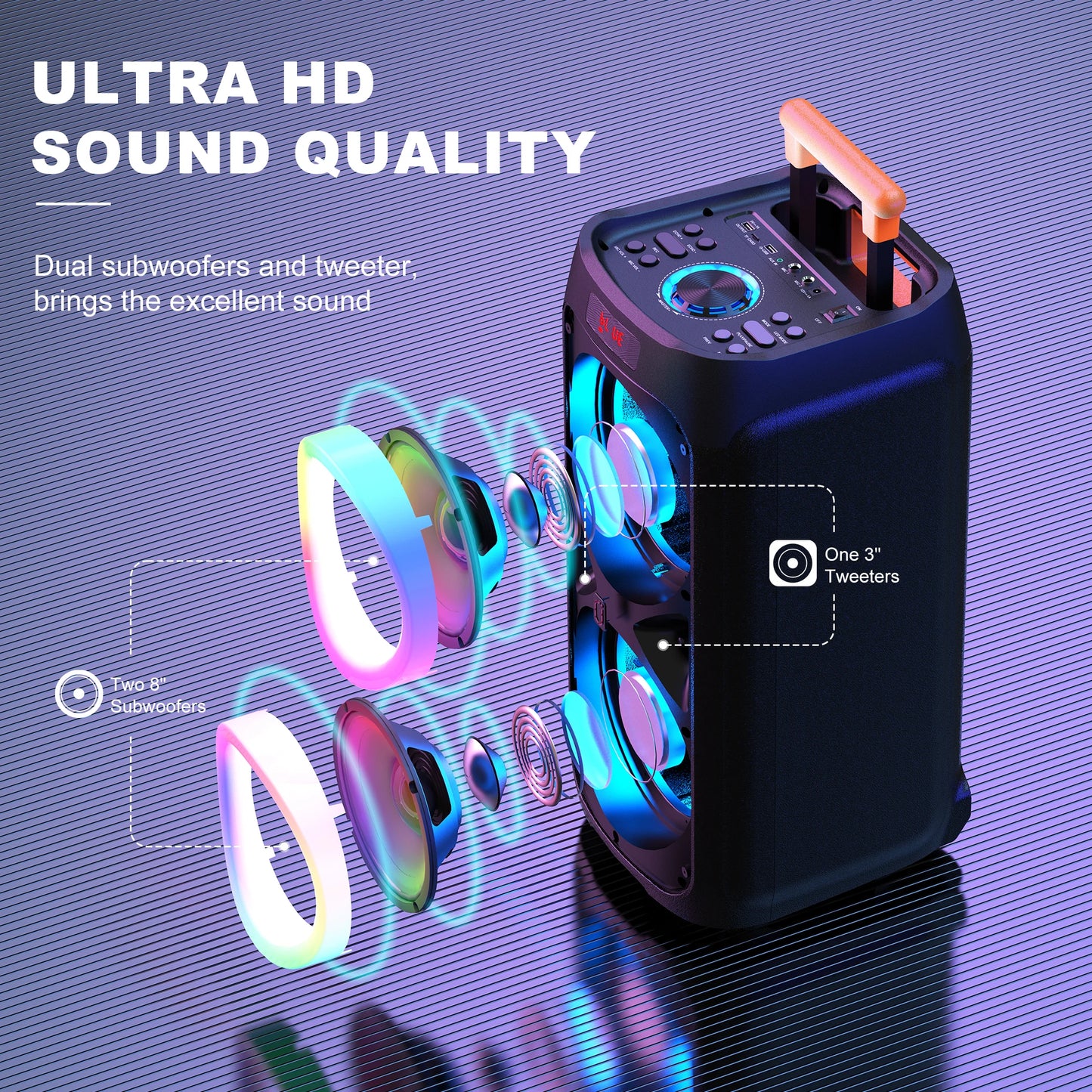 FanFun Karaoke Machine With 2 Wireless Microphones And Bluetooth Speaker
