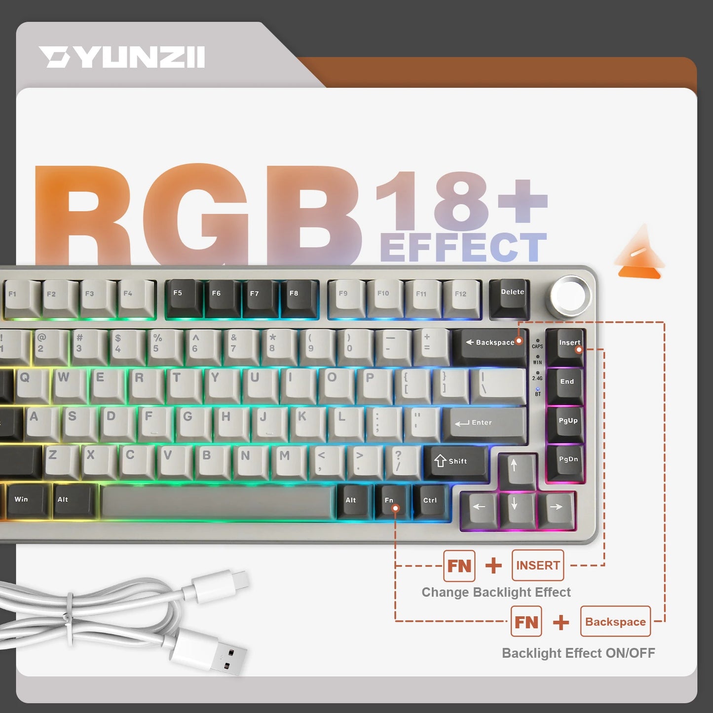 YUNZII B75 Pro Wireless Mechanical Keyboard RGB Gasket Hot Swap