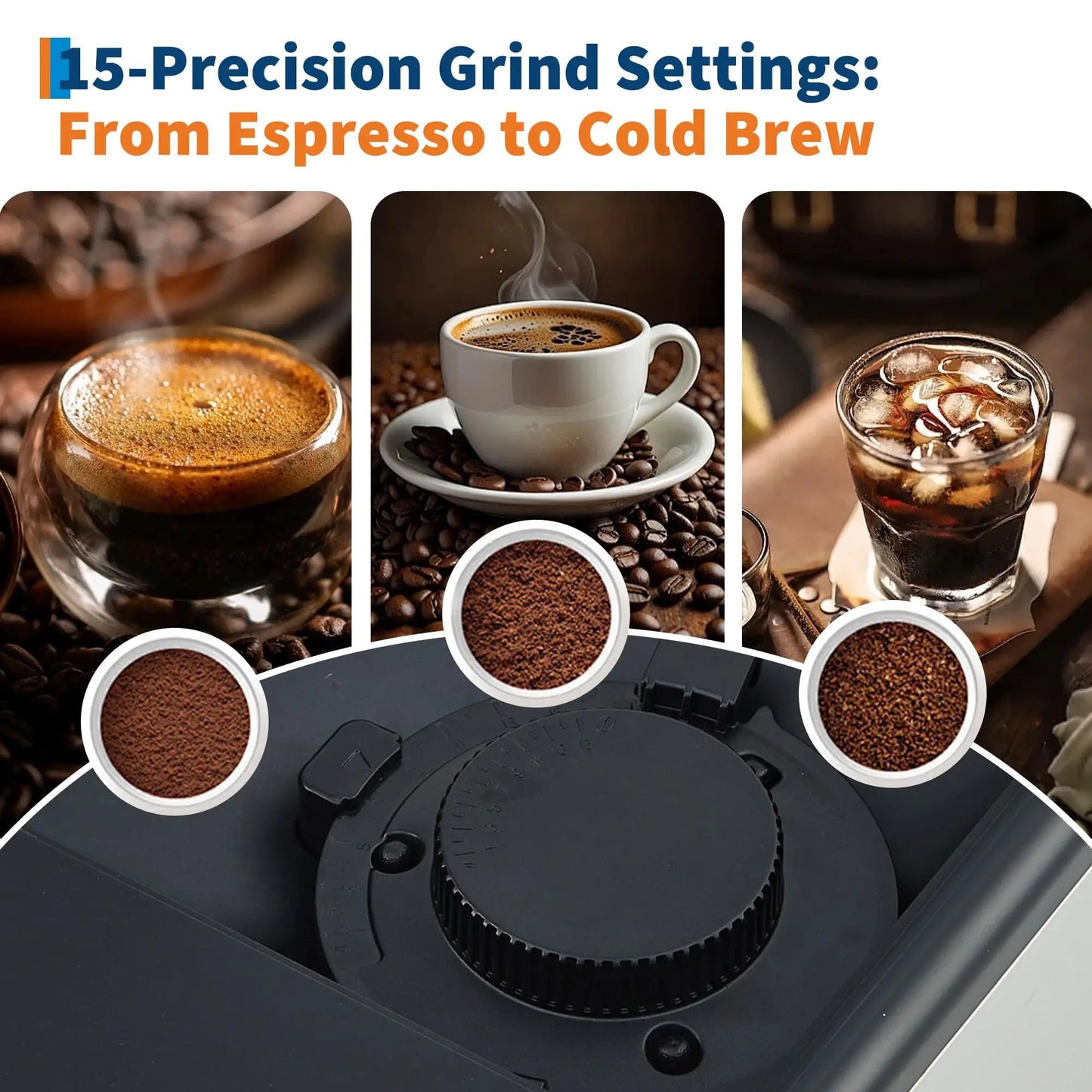 Adoolla Automatic Espresso Machine With Removable Grinder And Milk Frother