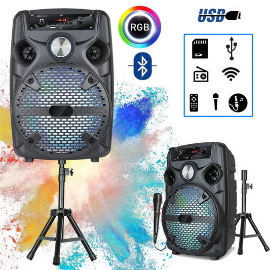 CURUK Portable Bluetooth Party Speaker Subwoofer Stand Rechargeable RGB Lights