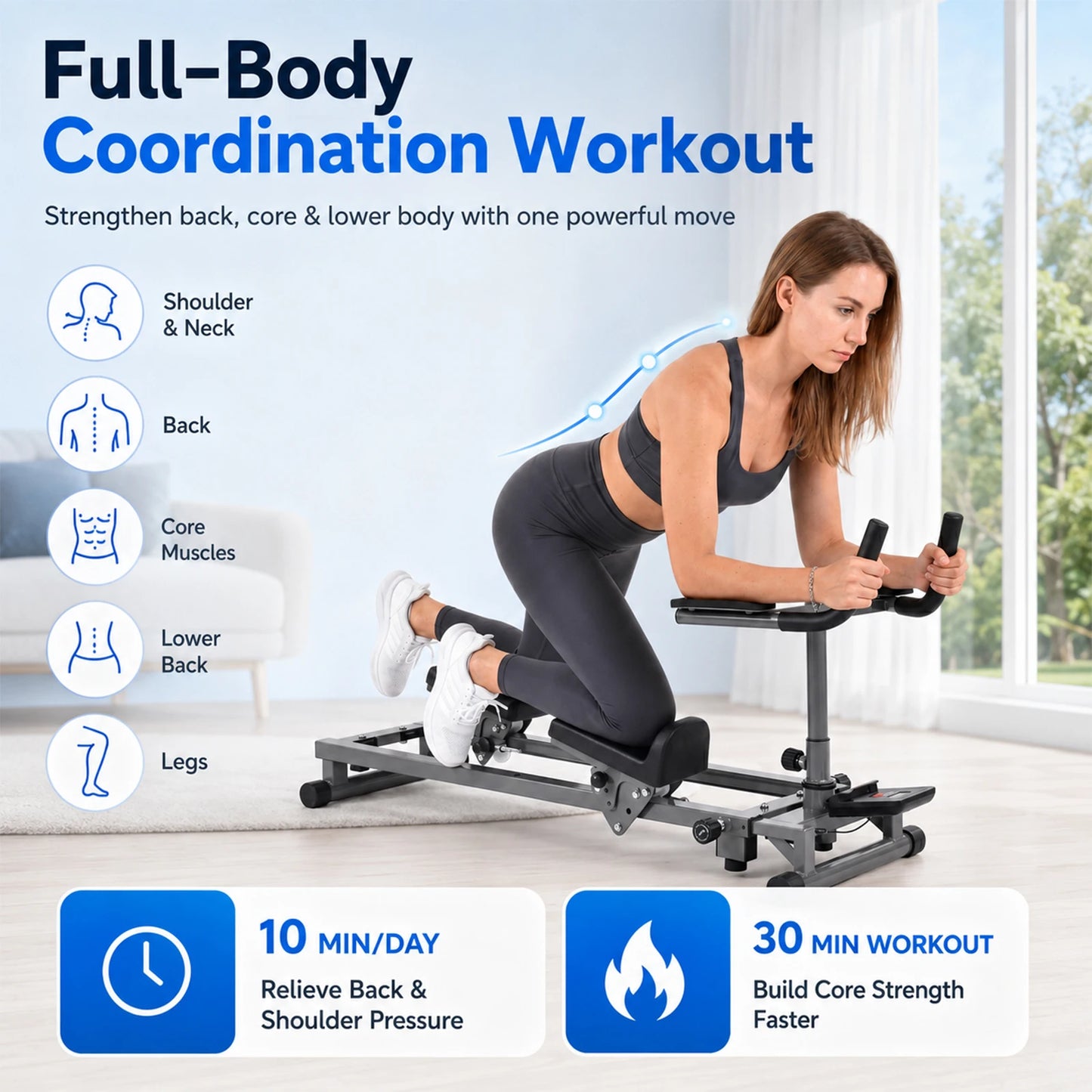 Adjustable Back Stretcher Crawling Machine Counter Home Gym Fitness Training