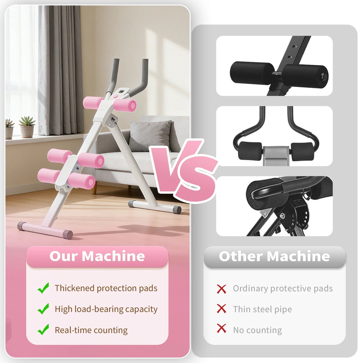 Foldable Abdominal Machine Core Workout Home Gym Equipment Waist Toner