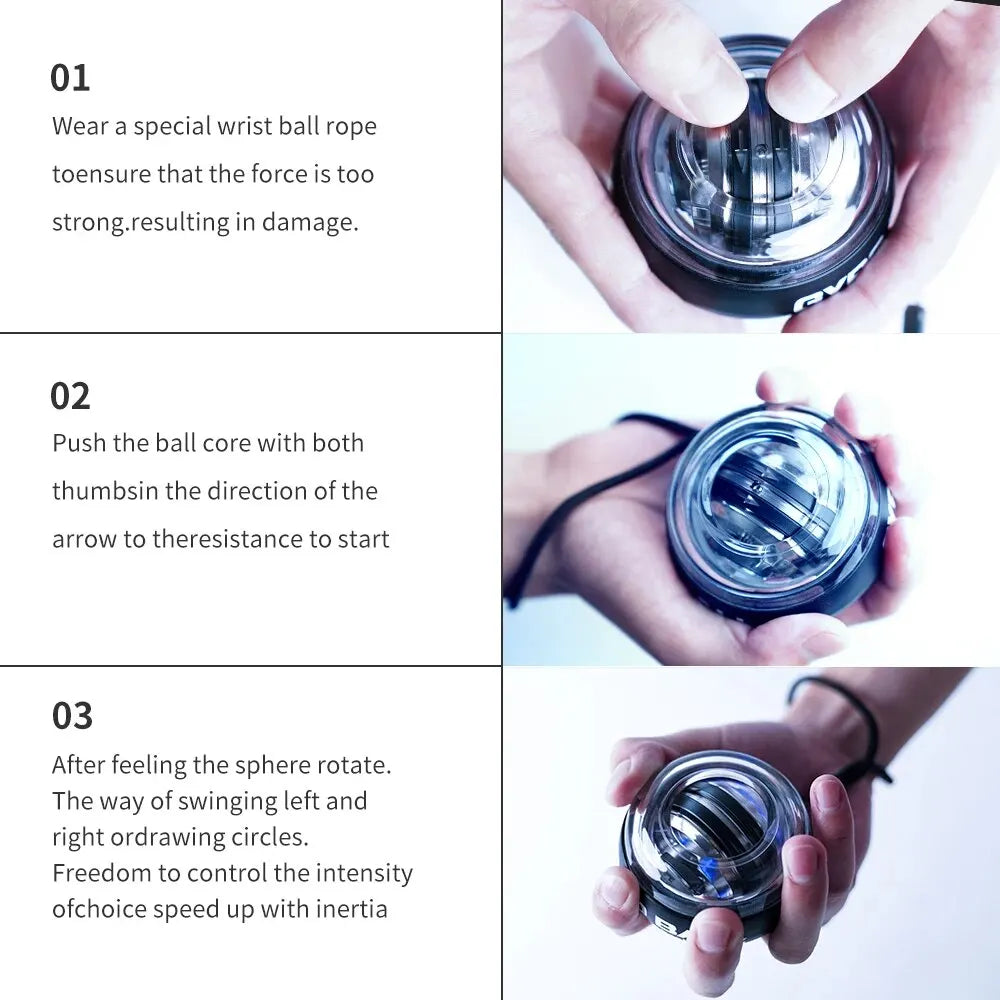 LED Self Starting Gyro Wrist Trainer Ball Muscle Strength Equipment
