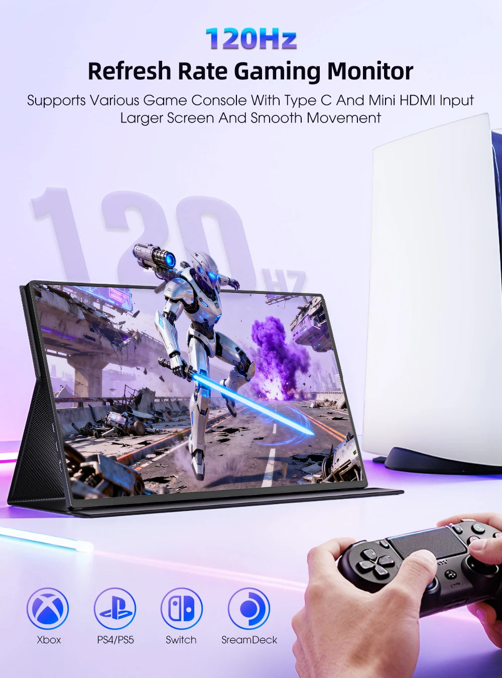 Uperfect Portable Monitor Qled Gaming Display With Speakers Usb Hdmi