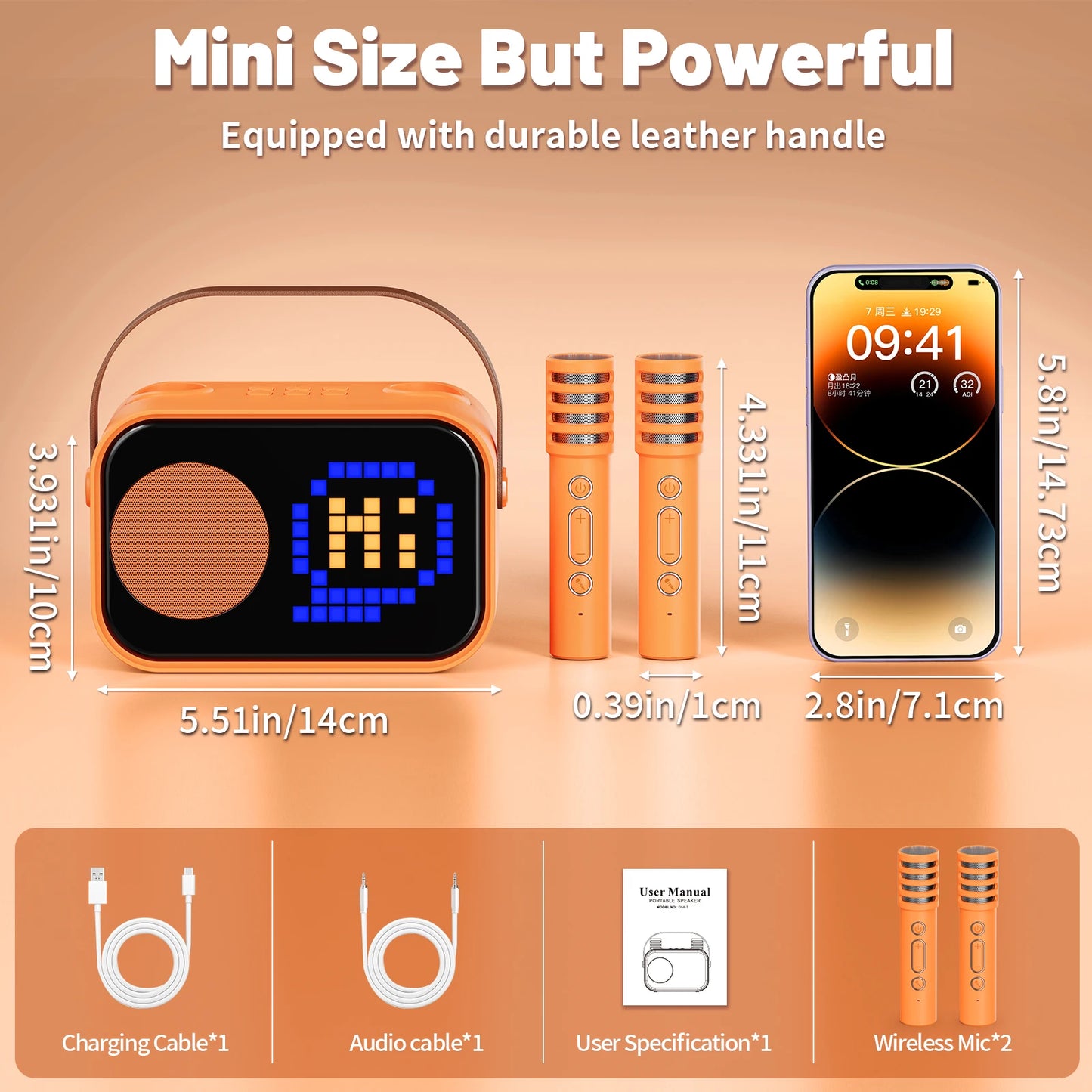 FanFun Portable Bluetooth Karaoke Machine With Two Wireless Microphones
