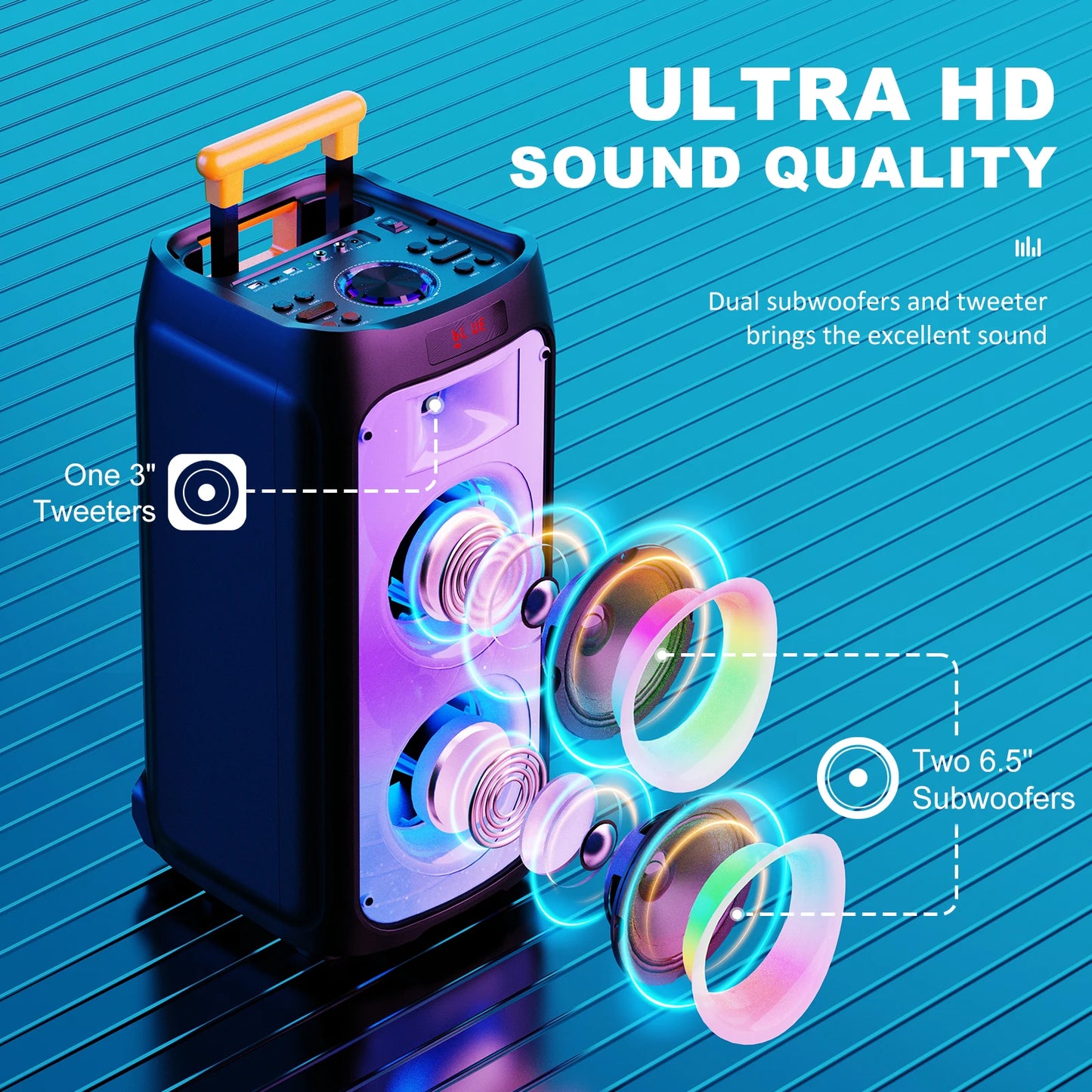 FanFun Portable Bluetooth Karaoke Machine Wireless Microphones For Home Party
