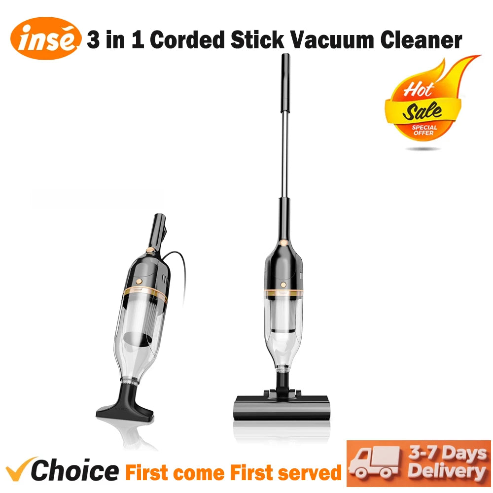 INSE Corded Stick Vacuum Cleaner Powerful Handheld For Hard Floors