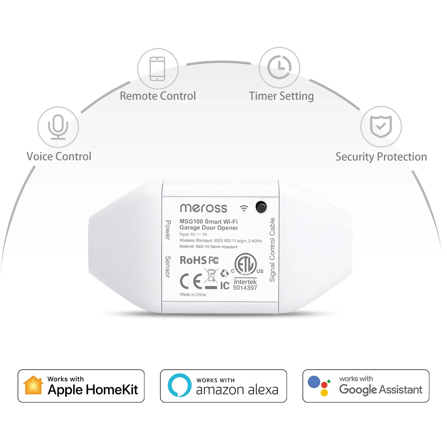 Meross Smart WiFi Garage Door Opener HomeKit Alexa Google Assistant