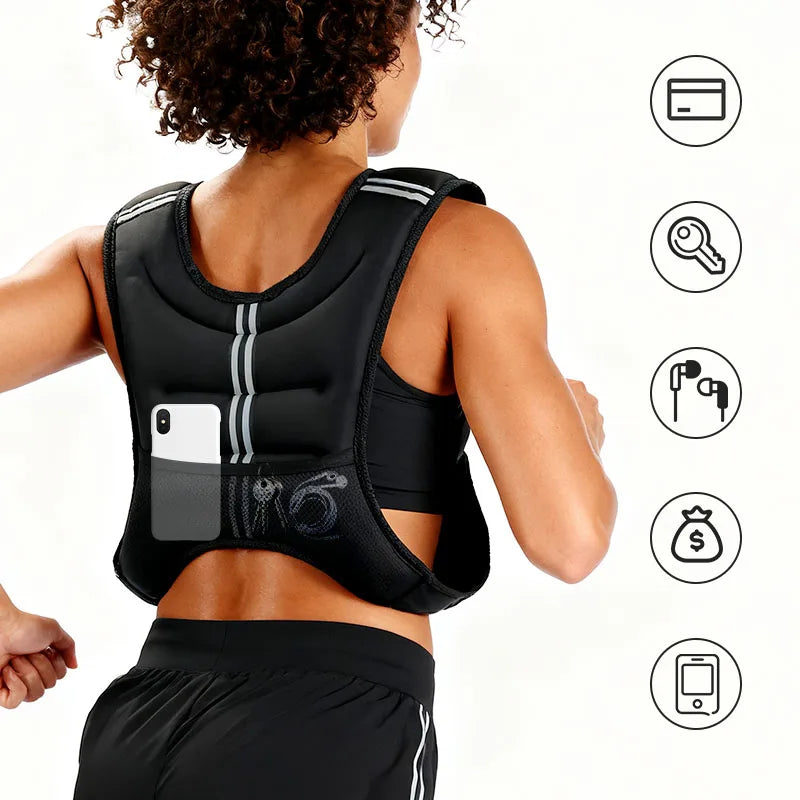 Weight Vest With Reflective Stripe For Strength Training Running Fitness