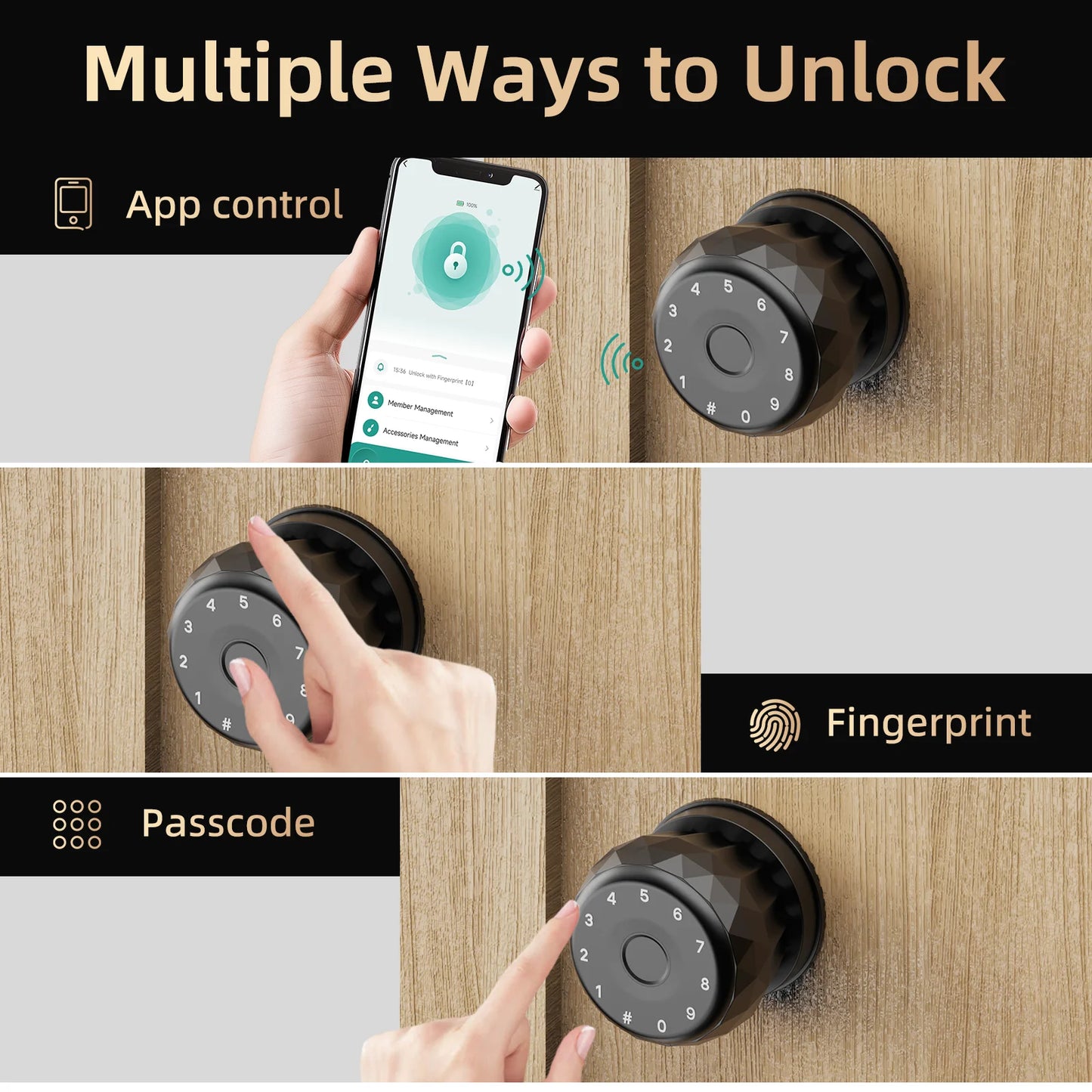 Viladepot Smart Lock Fingerprint Passcode Bluetooth Indoor Door
