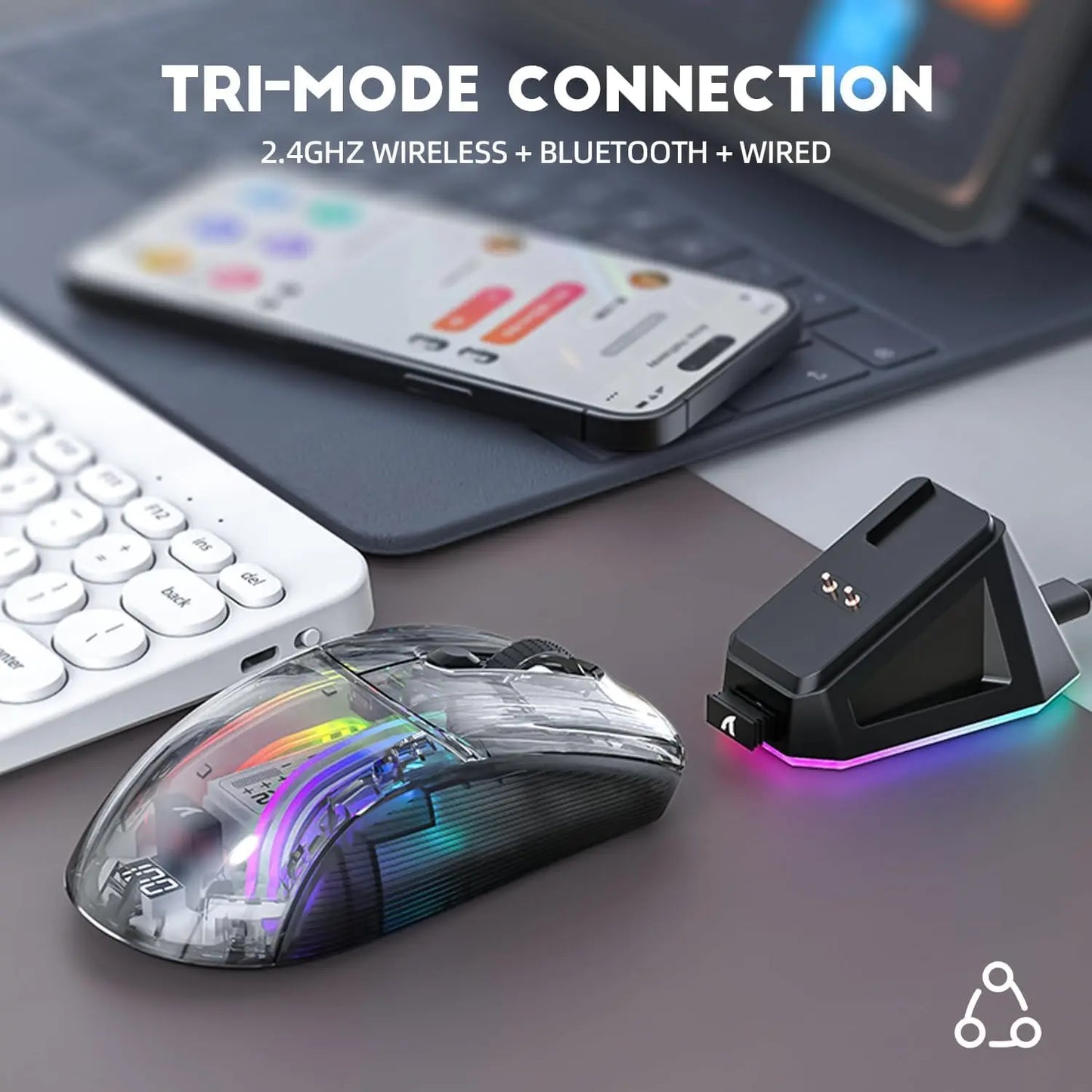 Attack Shark X2Pro Silent Wireless Gaming Mouse RGB Charging Dock