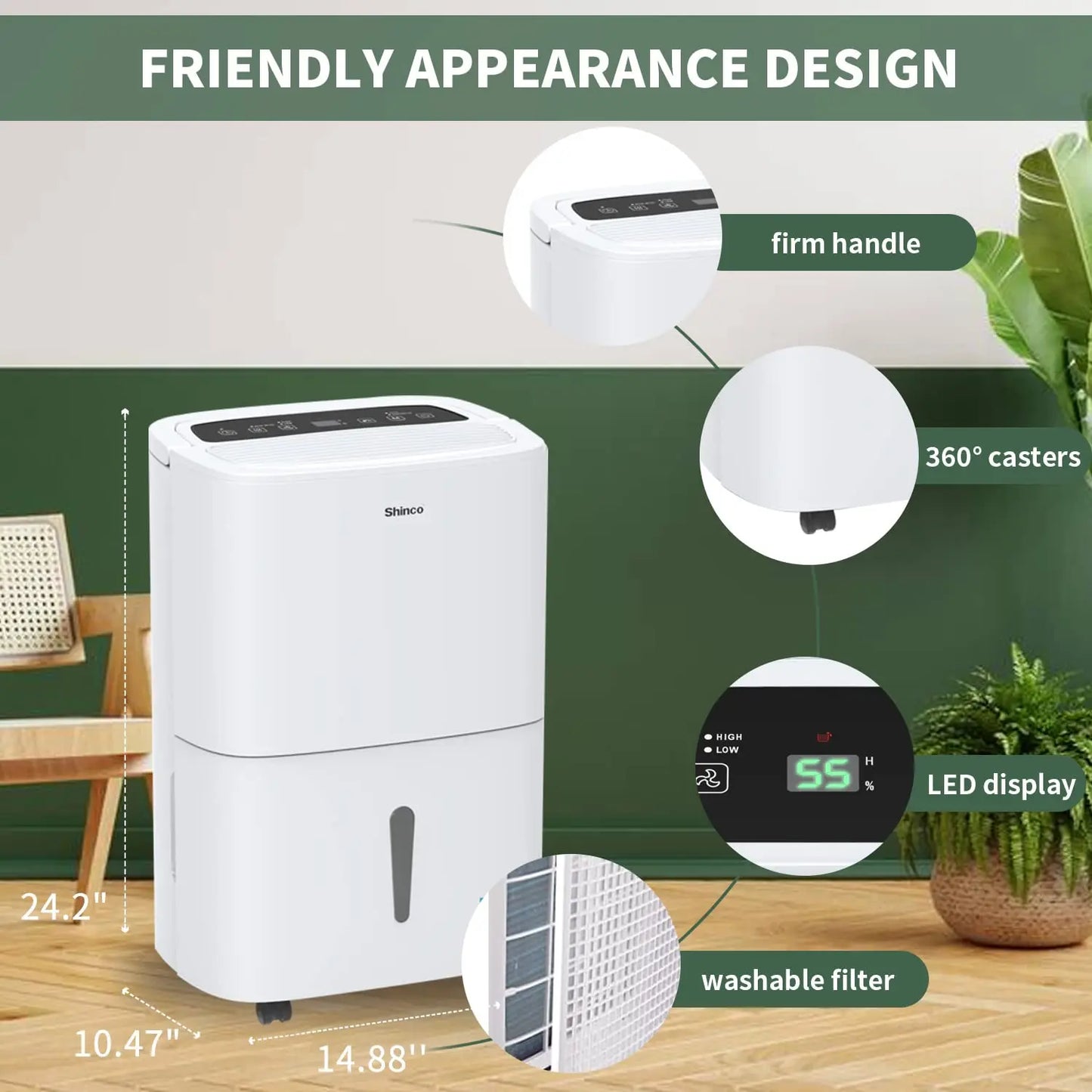 Shinco 150 Pints Energy Star Dehumidifier With Built-In Pump