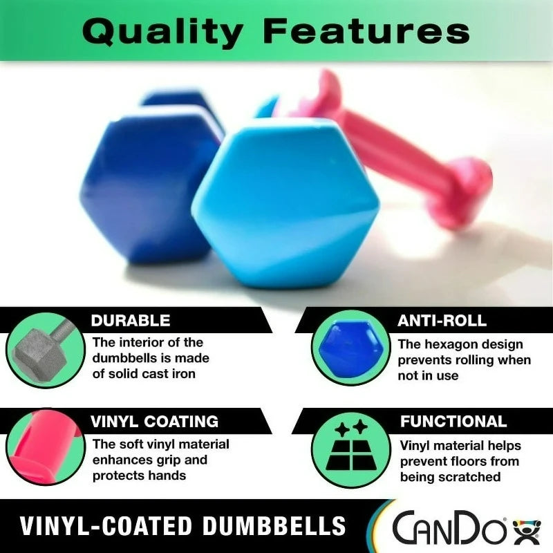 Green Vinyl Coated Cast Iron Dumbbell For Strength Training