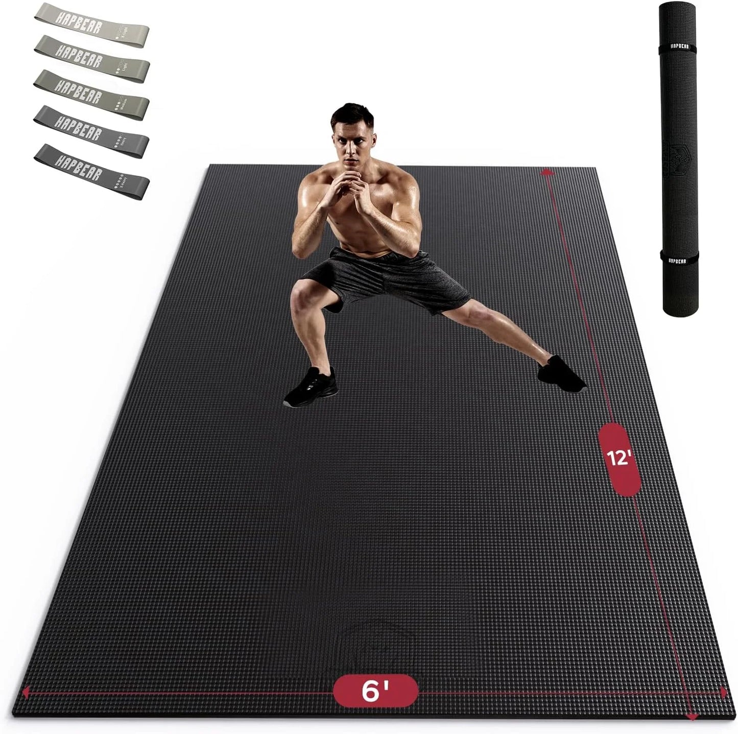 HAPBEAR Exercise Mat Non Slip Durable Thick Workout Yoga Gym