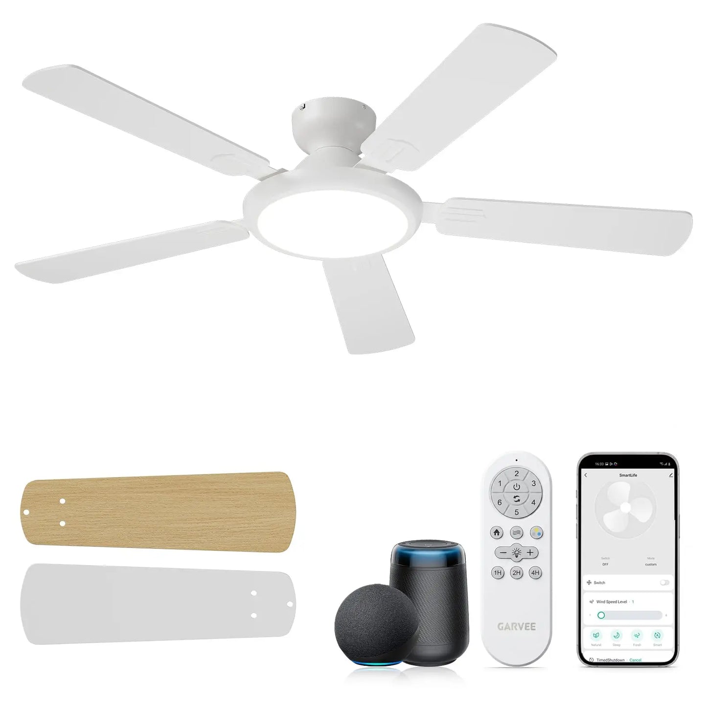 Adoolla Smart Ceiling Fan Lights Alexa WiFi Compatible Quiet Motor