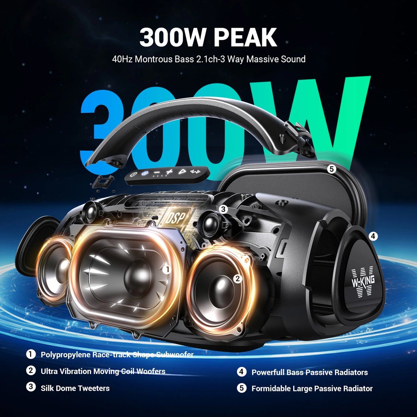 W-King X20 Portable Bluetooth Speaker Outdoor IPX7